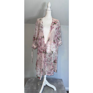 Women's Secret Treasures Floral Robe 2X Pink White